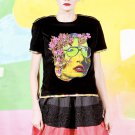 NEW MANISH ARORA SILK TOP WITH METALLIC CUTOUT SZ S / 36