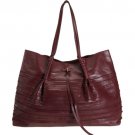 1.4K AUTH NWT NINA RICCI LIANE TIERED LARGE DUFFEL BURGUNDY LEATHER SHOULDER BAG