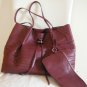 1.4K AUTH NWT NINA RICCI LIANE TIERED LARGE DUFFEL BURGUNDY LEATHER SHOULDER BAG