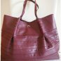 1.4K AUTH NWT NINA RICCI LIANE TIERED LARGE DUFFEL BURGUNDY LEATHER SHOULDER BAG