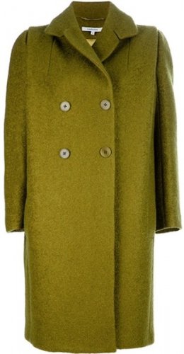 $1.3K AUTH NWT CARVEN LIME GREEN MOHAIR DOUBLE BREASTED OVERSIZED PEA COAT FR42