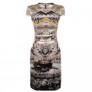 $2.8K MARY KATRANTZOU EBONY SCROLL PRINT SILK DRESS FW'12 UK10 US 6