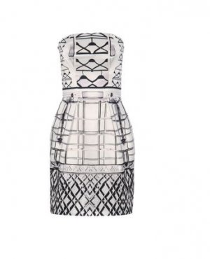 $1.8K MARY KATRANTZOU STARBRIGHT BUSTIER PRINT JACQUARD DRESS FW'12 UK12 US8