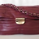 $2.1K AUTH NWT NINA RICCI LIANE PATCHWORK BURGUNDY POCHETTE LEATHER SATCHEL BAG