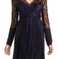 NEW BCBG MAXAZRIA CHARLOTTE BLACK PURPLE LACE PINTUCKED CHIFFON DRESS