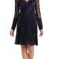 NEW BCBG MAXAZRIA CHARLOTTE BLACK PURPLE LACE PINTUCKED CHIFFON DRESS