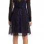 NEW BCBG MAXAZRIA CHARLOTTE BLACK PURPLE LACE PINTUCKED CHIFFON DRESS