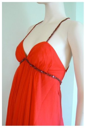 NWT BCBG MAXAZRIA TRUE RED WITH JEWEL APPLIQUE CHIFFON DRESS 2, 6, 8