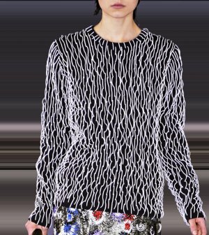 $2.7K NWT CHRISTOPHER KANE NAVY BLUE CASHMERE JUMPER WHITE PIPING EMBROIDERY S