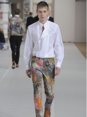 AUTH DRIES VAN NOTEN WHITE COTTON CARRICK DRESS SHIRT FUNNEL NECK EU52 US L