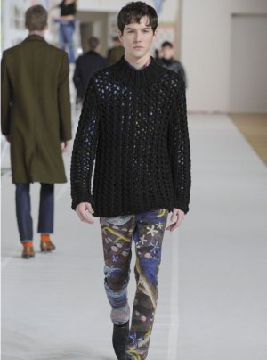 AUTH DRIES VAN NOTEN BLACK CABLE KNIT CHUNKY RUNWAY FW'13 SWEATER