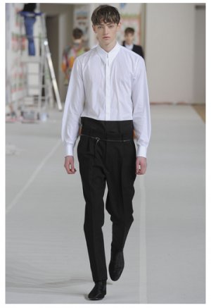 AUTH DRIES VAN NOTEN RUNWAY TWO TONE BLACK/WHITE SHIRT POINTED COLLAR EU52 US L