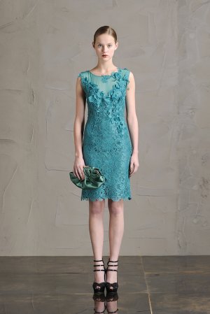 NWT PHILOSOPHY DI ALBERTA FERRETTI SLEEVELESS GREEN LACE COCKTAIL DRESS sz48/12