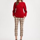 AUTH NWT CHLOE CHLOÉ BEIGE MOHAIR TRIM CHECK CROPPED PANTS TROUSERS FR42/US10