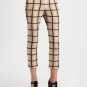 AUTH NWT CHLOE CHLOÉ BEIGE MOHAIR TRIM CHECK CROPPED PANTS TROUSERS FR42/US10