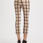 AUTH NWT CHLOE CHLOÉ BEIGE MOHAIR TRIM CHECK CROPPED PANTS TROUSERS FR42/US10