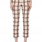 AUTH NWT CHLOE CHLOÉ BEIGE MOHAIR TRIM CHECK CROPPED PANTS TROUSERS FR42/US10