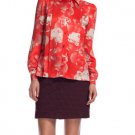 AUTH JONATHAN SAUNDERS ANILA FLORAL PRINT RED PEONY SILK SATIN SHIRT 42 / L