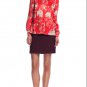 AUTH JONATHAN SAUNDERS ANILA FLORAL PRINT RED PEONY SILK SATIN SHIRT 42 / L