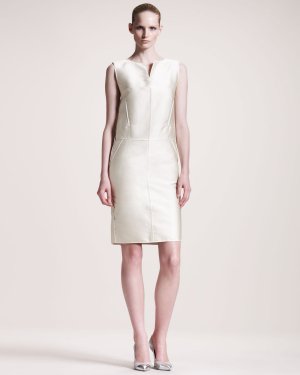 NWT PHILOSOPHY DI ALBERTA FERRETTI SLEEVELESS BEIGE DOUBLE FACE DRESS sz40/8