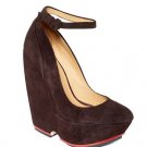 BRAND NEW L.A.M.B. ELEGANT 'HAVANA' BROWN LEATHER HIGH WEDGE SHOES