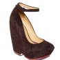 BRAND NEW L.A.M.B. ELEGANT 'HAVANA' BROWN LEATHER HIGH WEDGE SHOES