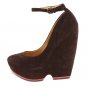 BRAND NEW L.A.M.B. ELEGANT 'HAVANA' BROWN LEATHER HIGH WEDGE SHOES