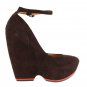 BRAND NEW L.A.M.B. ELEGANT 'HAVANA' BROWN LEATHER HIGH WEDGE SHOES