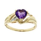 Heart Cut Amethyst Cubic Zirconia Gold Ring (size: 7)