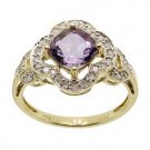 Amethyst Diamond Gold Ring (size: 7)