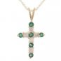 Emerald and Diamond 14K Gold Cross Pendant Necklace