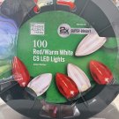Home Accents 100-Light Smooth LED C9 Super Bright Red & Warm White Lights Christmas Lights Spool