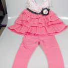 Youngland Baby Girl Pink & White Tier Dress & Leggings Set 24 Months NWT