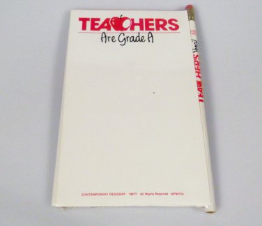 Teachers Are Grade A Note Pad & Pencil End of School Year Great Gift