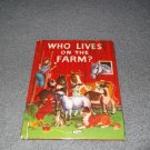 Vintage Who Lives on the Farm? Wonder Book 1949 Washable Covers Mary Elting