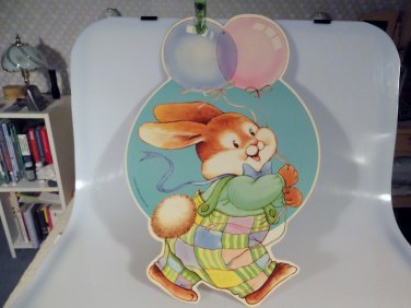 Vintage Easter Bunny Balloons American Greetings Die Cut Cardboard Decoration