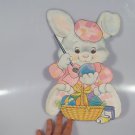 Vintage Easter Die Cut Cardboard Decoration Bunny Painting Egg Basket Pastel