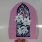 Vintage Eureka Easter Die Cut Cardboard Decoration Lilies Stained Glass Window