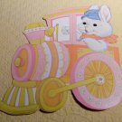 Vintage Easter Die Cut Cardboard Decoration Bunny Rabbit Engineer in Train