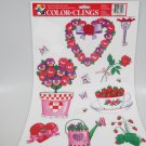 Valentine's Day Static Cling Window Decorations Heart Teacup Rose Flower 2004