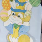 Vintage Easter Die Cut Cardboard Decoration Bunny Rabbit Juggling Easter Eggs