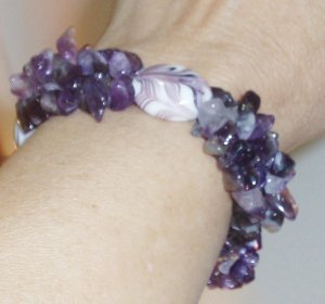 Amethyst Swirl Beautiful Beaded Gem Bracelet NWT
