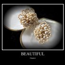 Faux pearl antique vintage screw back earrings
