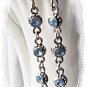 Hand crafted artisan blue rhinestone dangle earrings
