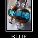 FREE SHIPPING USA/CAN  Artisan hand-made copper and blue earrings with Swarovski Crystals