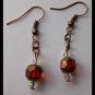 Artisan hand-made copper and red earrings with Swarovski Crystals