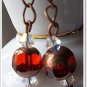 Artisan hand-made copper and red earrings with Swarovski Crystals