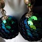 Vintage antique peacock sequined earrings