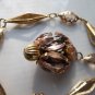 FREE SHIPPING USA/CAN  Vintage antique gold tone and pink jeweled bracelet