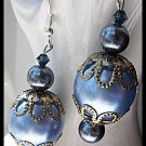 FREE SHIPPING USA/CAN  Artisan hand-made blue earrings with Swarovski Crystals